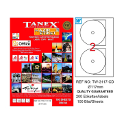 Tanex 3117 Laser Cd Etiketi 117Mm 2X100 200 Adet - TANEX