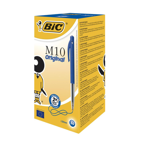 Bic M10 Basmalı Tükenmez Kalem Mavi 50Li (1199190121) - 1