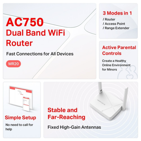 Tp-Link Mr-20 Ac750 Mercusys Wireless Dual Band Router - 4