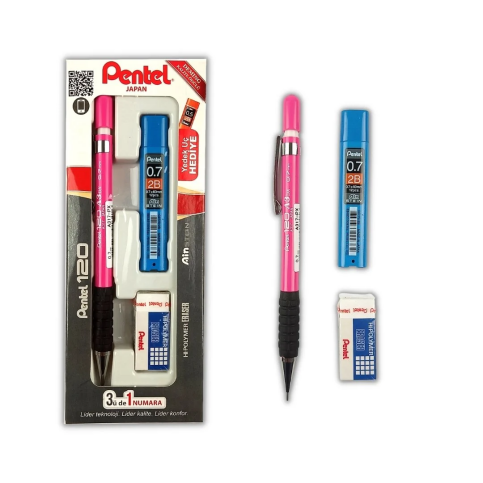 Pentel A317 Versatil Kalem 07+Uç+Silgi Seti Siyah - 1