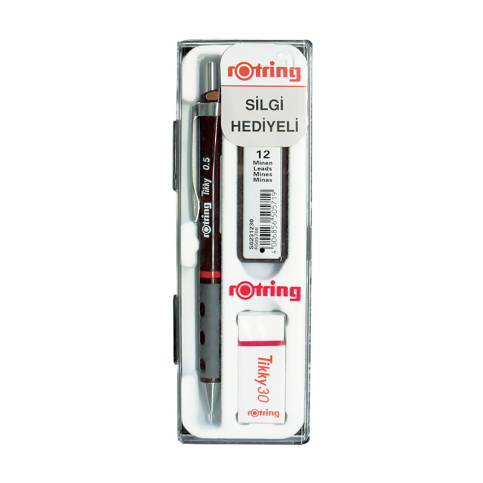 Rotring Tikky Rd Versatil Kalem 05+Uç+Silgi Seti Bordo - 1