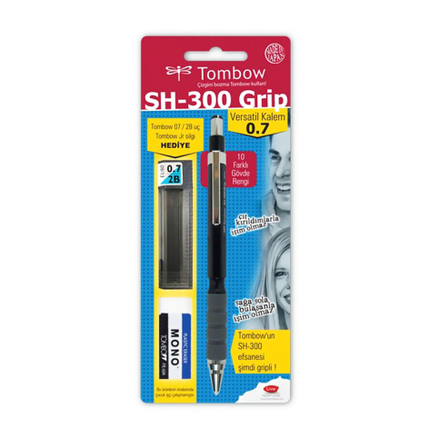 Tombow Grip Versatil Kalemli Okul Seti 07 Uç+Silgi Açık Mavi Blister - 1